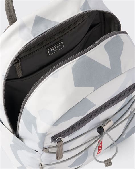 Marble Gray Printed Technical Fabric Backpack 